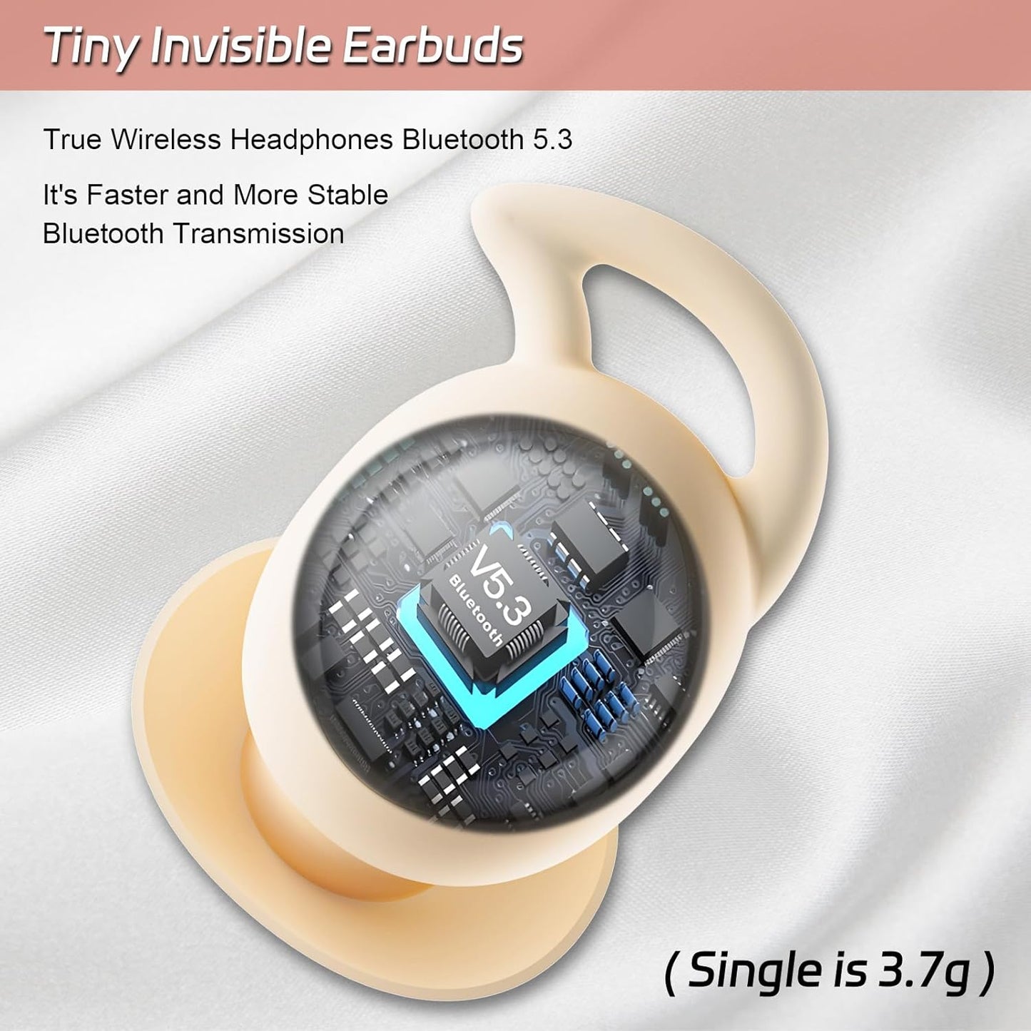 Sleep Earbuds for Side Sleepers Wireless Bluetooth 5.3 Earplugs Invisible Sleep Noise Reduction Mini Earplugs Suitable for Small Ears Earphones Suitable for Children (Purple&Pink)