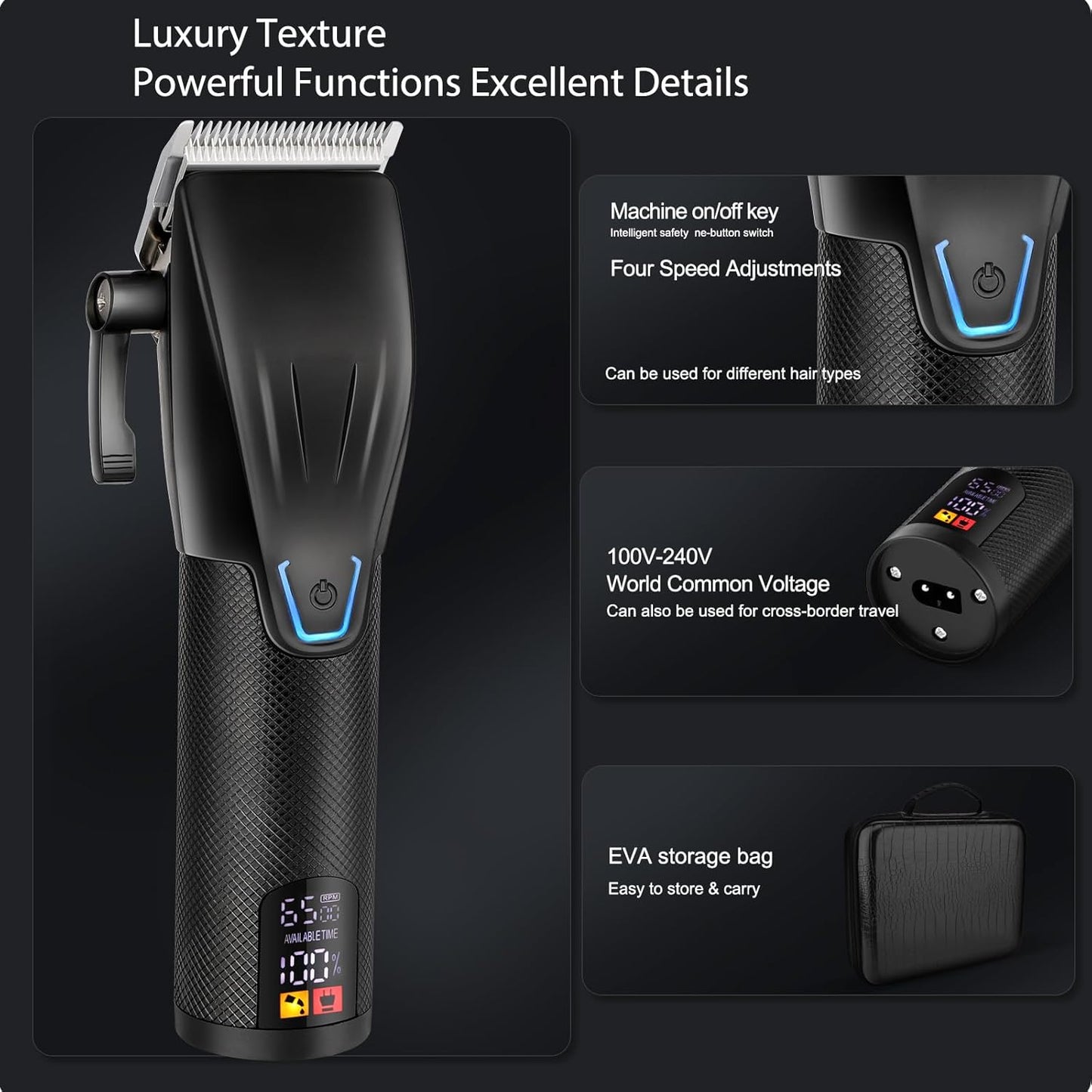 Hair Clippers for Men Professional, Professional Barber Clippers and Trimmer Set Electric Razor Foil Shavers for Men Cordless Clippers for Hair Cutting, LCD Display/Travel Case, Gifts for Men