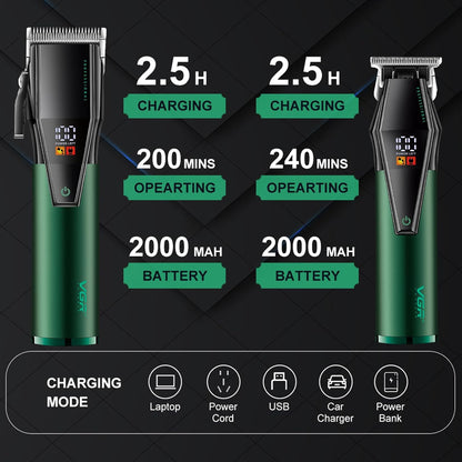 Professional Hair Clippers for Men, Barber Clipper and Trimmer Set, Cord/Cordless Hair Cutting Kit with LED Display