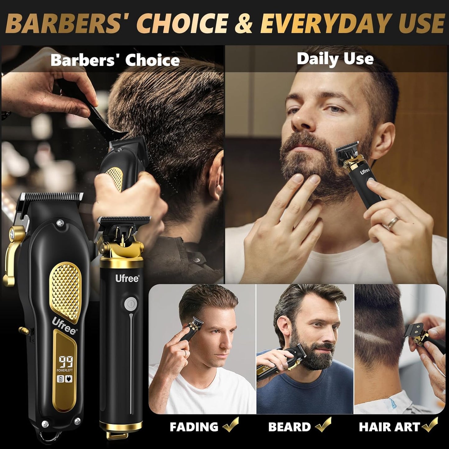 Hair Clippers for Men, Professional Clippers and Trimmers Set, Cordless Clippers for Hair Cutting, Beard Trimmer, Barber Clippers, Rechargeable Electric Shaver, Gifts for Men