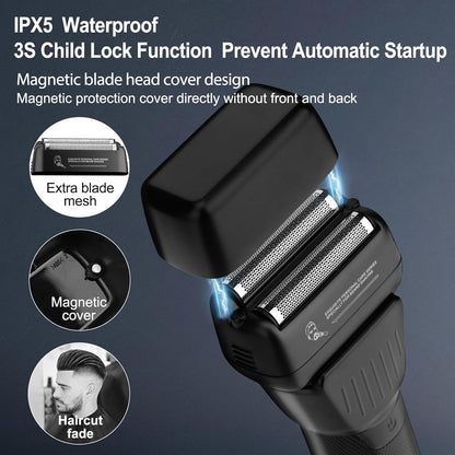 Hair Clippers for Men Professional, Professional Barber Clippers and Trimmer Set Electric Razor Foil Shavers for Men Cordless Clippers for Hair Cutting, LCD Display/Travel Case, Gifts for Men