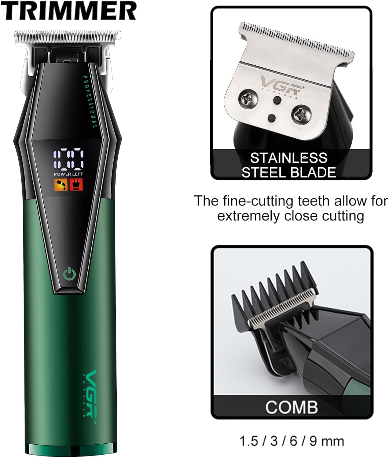Professional Hair Clippers for Men, Barber Clipper and Trimmer Set, Cord/Cordless Hair Cutting Kit with LED Display