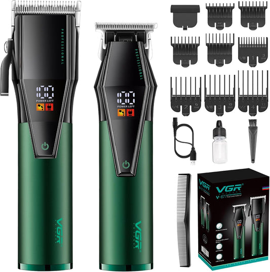 Professional Hair Clippers for Men, Barber Clipper and Trimmer Set, Cord/Cordless Hair Cutting Kit with LED Display