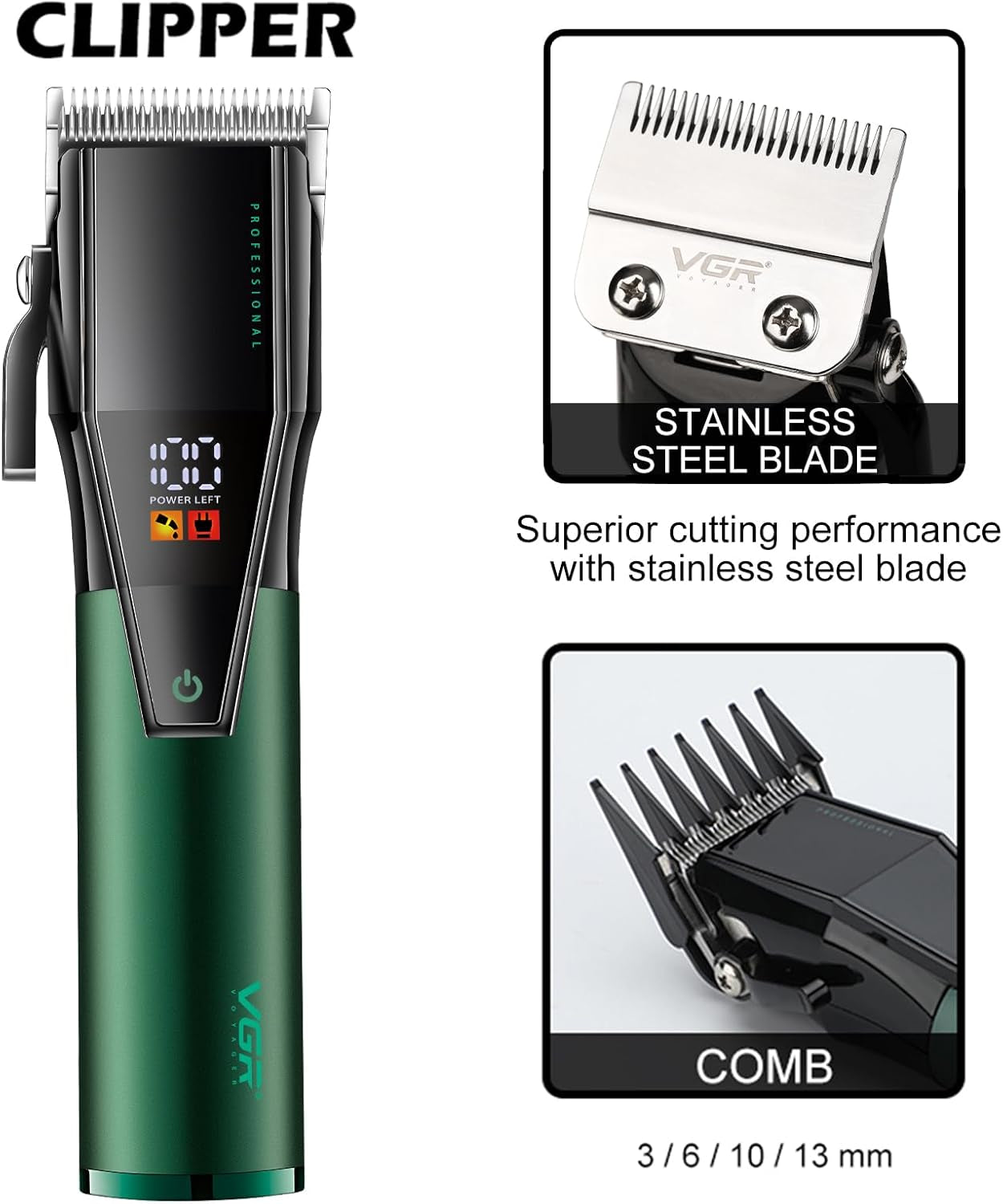 Professional Hair Clippers for Men, Barber Clipper and Trimmer Set, Cord/Cordless Hair Cutting Kit with LED Display