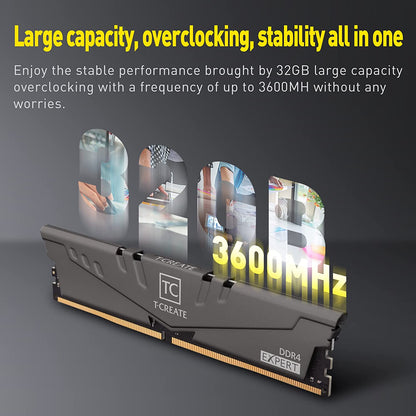T-Create Expert Overclocking 10L DDR4 64GB Kit (2 X 32GB) 3200Mhz (PC4 25600) CL16 Desktop Memory Module Ram - TTCED464G3200HC16FDC01