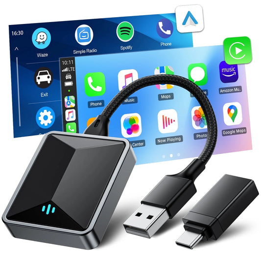 Wireless Android Auto Adapter 5.8 Ghz Wifi Plug and Play Converts Wired to Wireless for OEM Factory Wired Android Auto Direct Plug-In Type-C Adapter Easy Setup