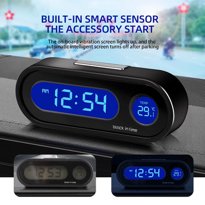 Mini Electronic Car Clock with Thermometer Auto Luminous Dashboard Clocks LCD Digital Backlight Car Electronic Clock Time