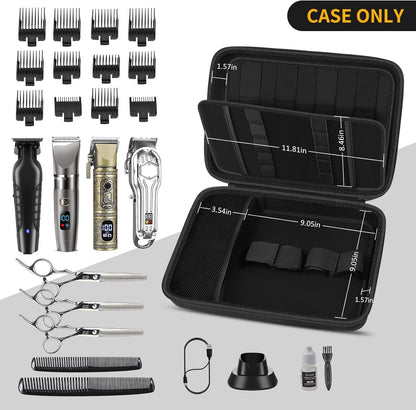 Hard Travel Case for Hair Clippers, Hair Cutting Barber Supplies Organizer Bag, Trimmer Storage Holder for Ufree/For Wahl/For Andis Men Razor Guard Grooming Kits -Black